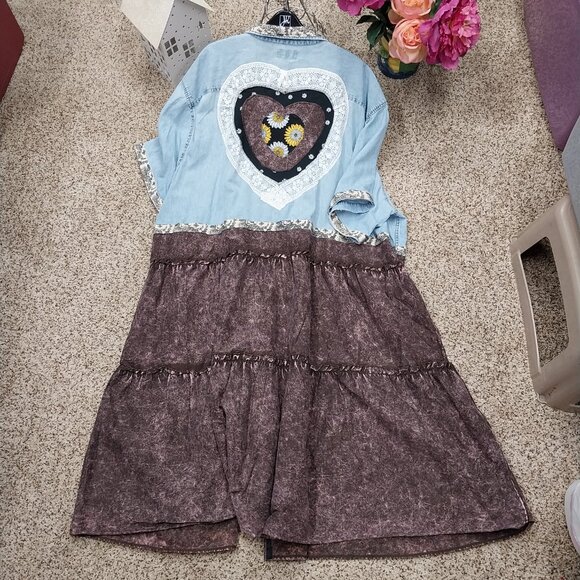 Handmade Jackets & Blazers - 3610 Size 4X Upcycled Jean Duster.